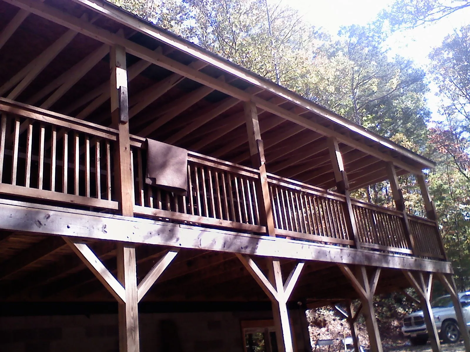 Timber framing under a new elevated porch and deck — Roof Leak Repair in Waukesha by Roofing Brothers